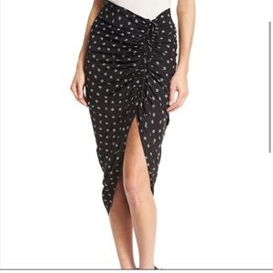 Veronica Beard Ari Ruched Black Patterned Midi Skirt Sz 4